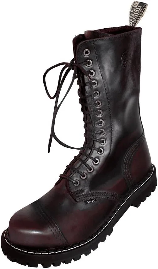 Ботинки Steels 15 Hole Boots, бордовые, с эффектом потертости Steel Shoes & Boots