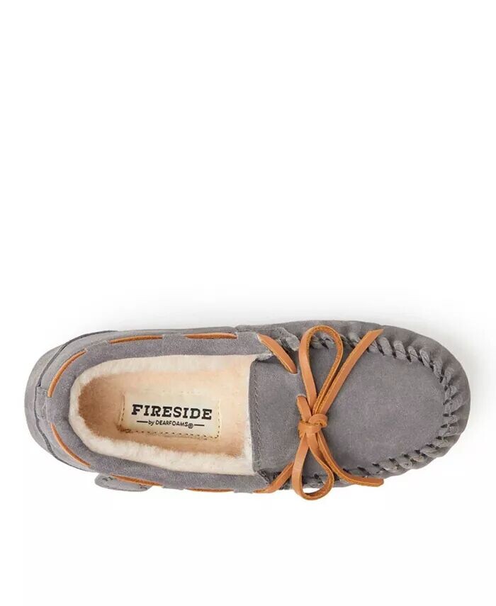 Тапочки-мокасины из натуральной овчины Dearfoams Girls Fireside By Parke, серый — фото 3