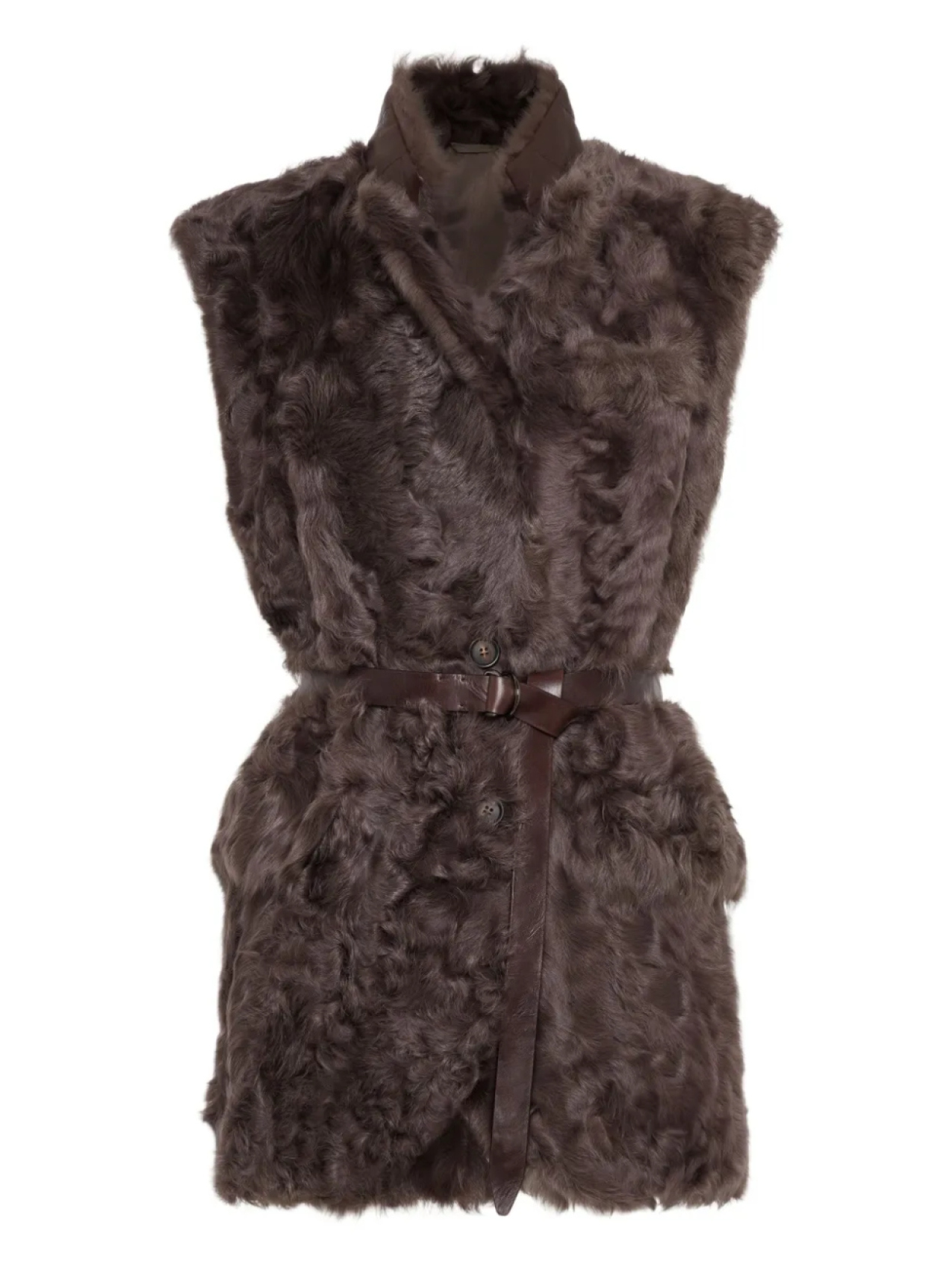 

Brunello Cucinelli жилет с поясом, коричневый