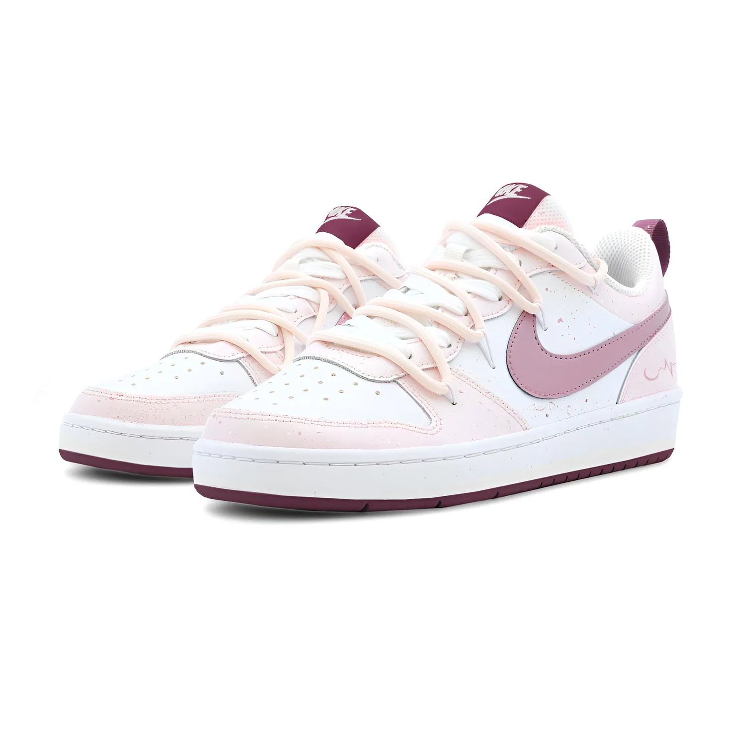 Кроссовки Court Borough 2 Dot Plum Star Leather, износостойкие, дышащие, нескользящие, низкий верх Nike, Pink — фото 4