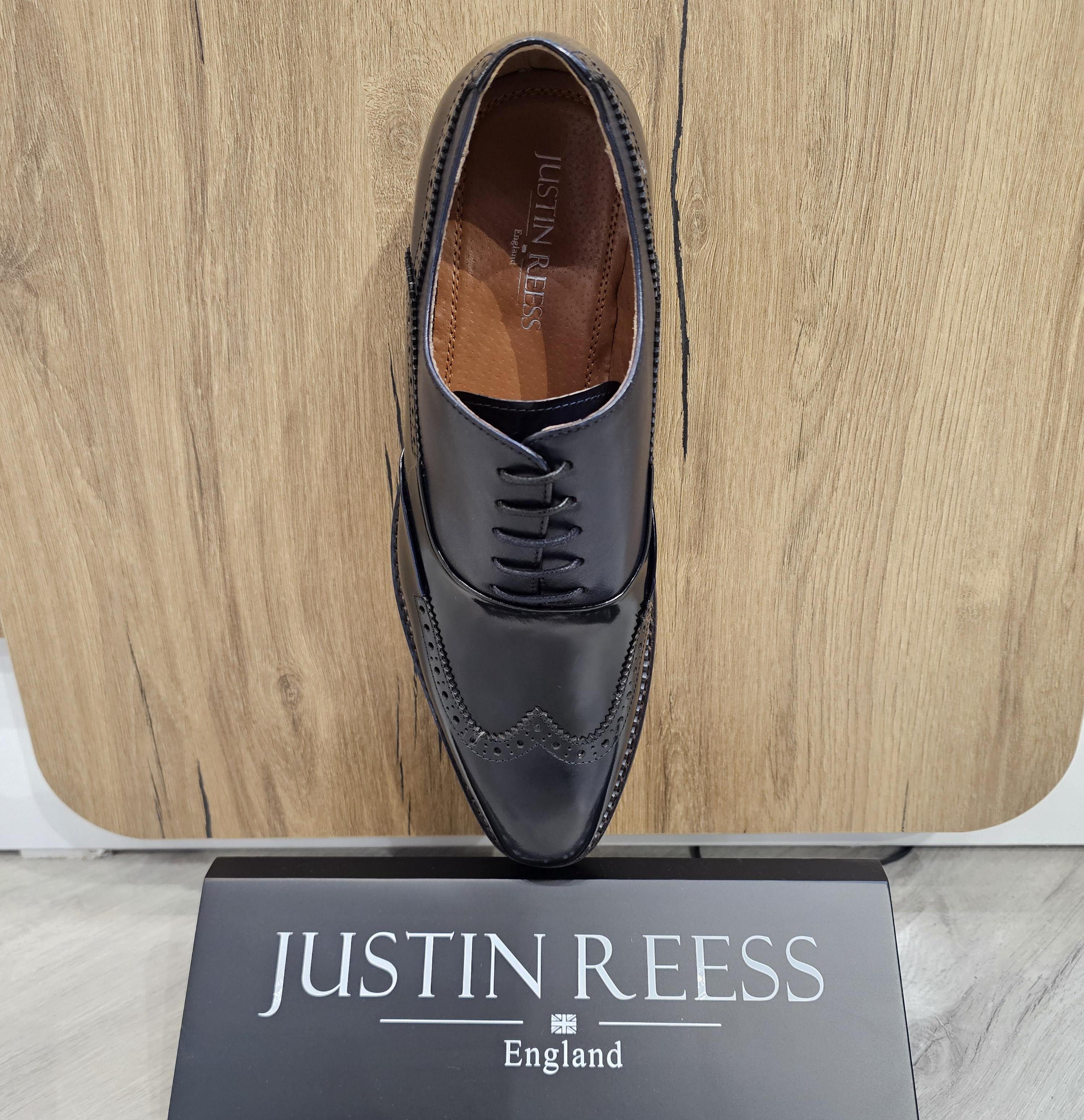 Мужские туфли броги Justin Reess из лакированной кожи, темно-синие — фото 2