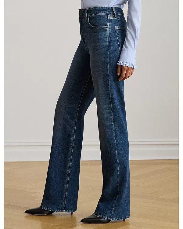 Джинсы с высокой посадкой, прямые, широкие, синего цвета. Ralph Lauren, Blue — фото 4