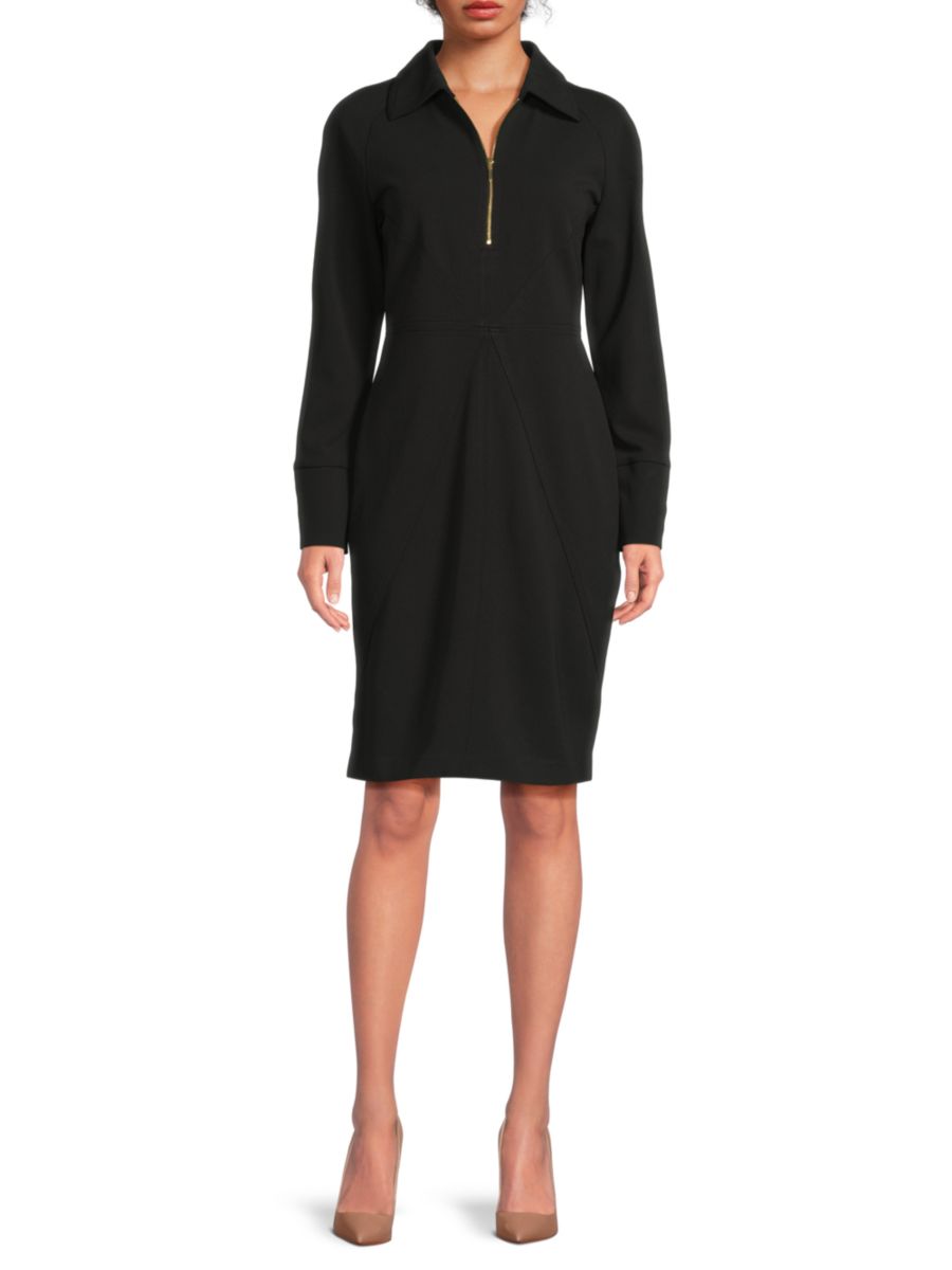 

Мини-платье со звездным швом и воротником Halston, черный