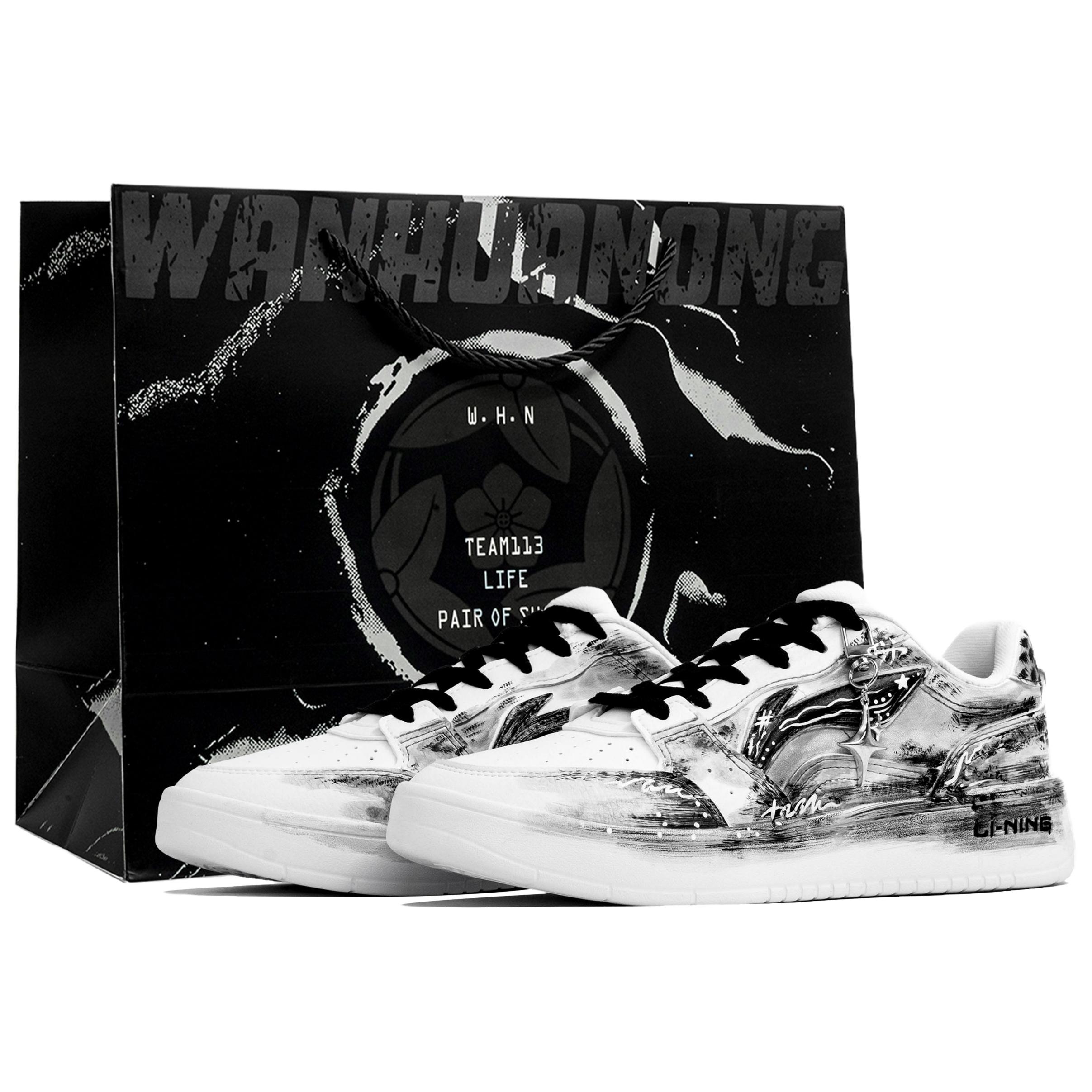 

LINING Acer Truncatum износостойкие и легкие низкие кроссовки для скейтбординга мужские black white