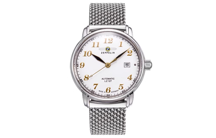 

ZEPPELIN Часы Automatic Mechanical Movement Men's Watch Watch White Dial Stainless Steel Case Stainless Steel Watchband, White Dial