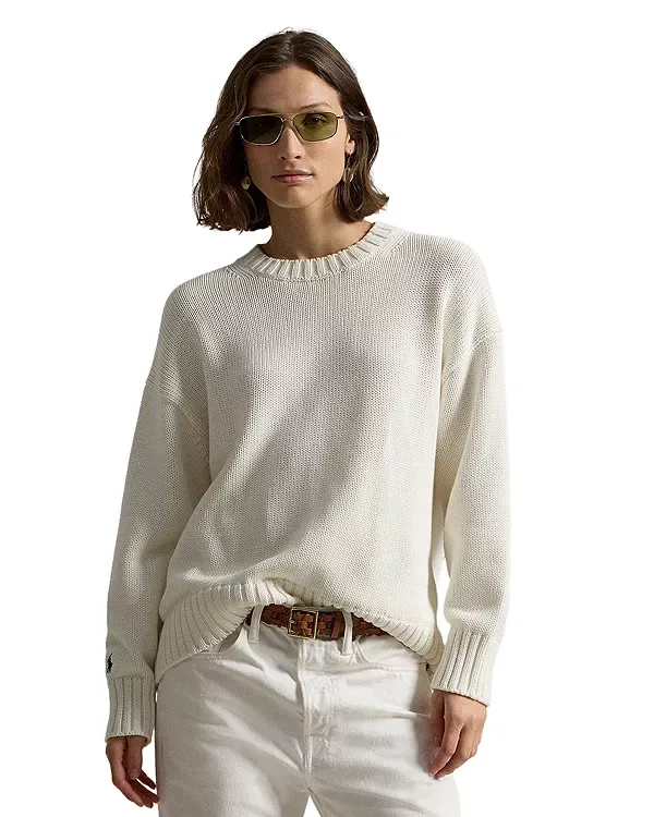 Свободный свитер с круглым вырезом Ralph Lauren, White