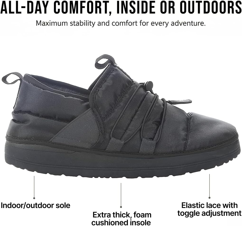 Мужские тапочки Northside Rainier Mid Camp - стеганые домашние и уличные тапочки с подошвой из пены EVA, мягкой подкладкой и высоко сцепляющей подошвой, водоотталкивающая уютная обувь, черный — фото 4