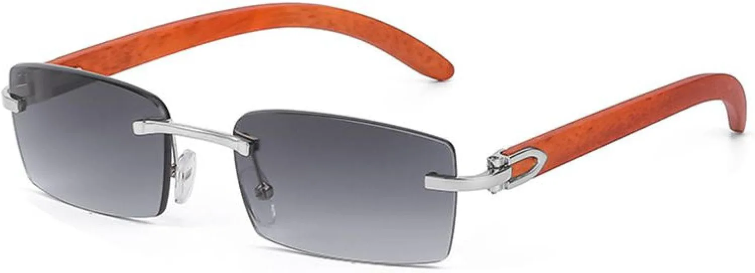 

Мужские прямоугольные солнцезащитные очки в стиле панк без оправы, модные, винтажные, стильные, маленькие, с защитой от УФ-излучения UV400 TVTBBVV, C1goldgray