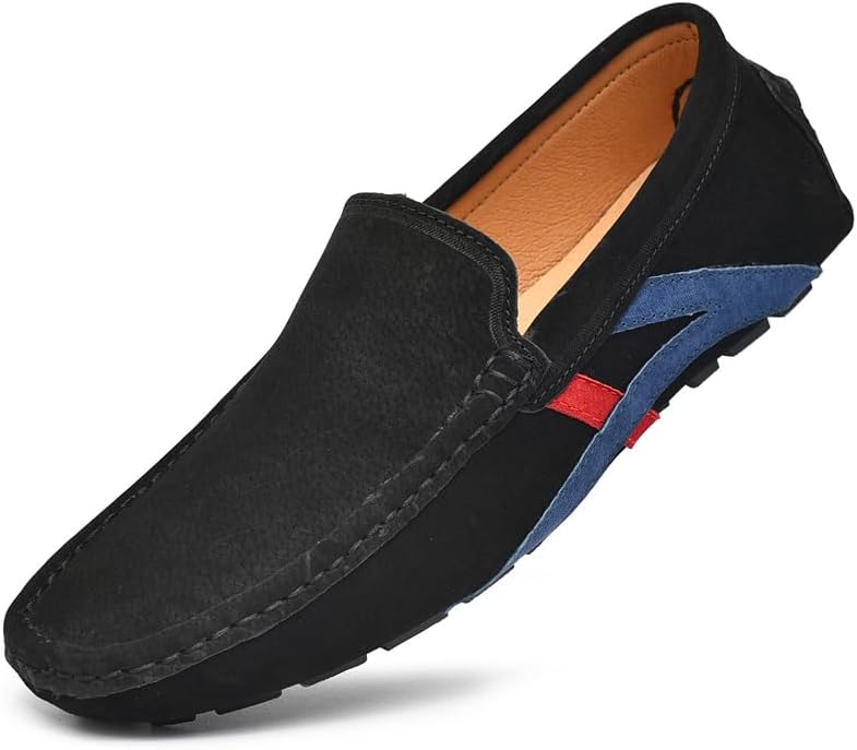 

Мужские мокасины с ручной прошивкой подошвы, слипоны, модные летние туфли на плоской подошве из мягкой кожи Lhyxu, черный