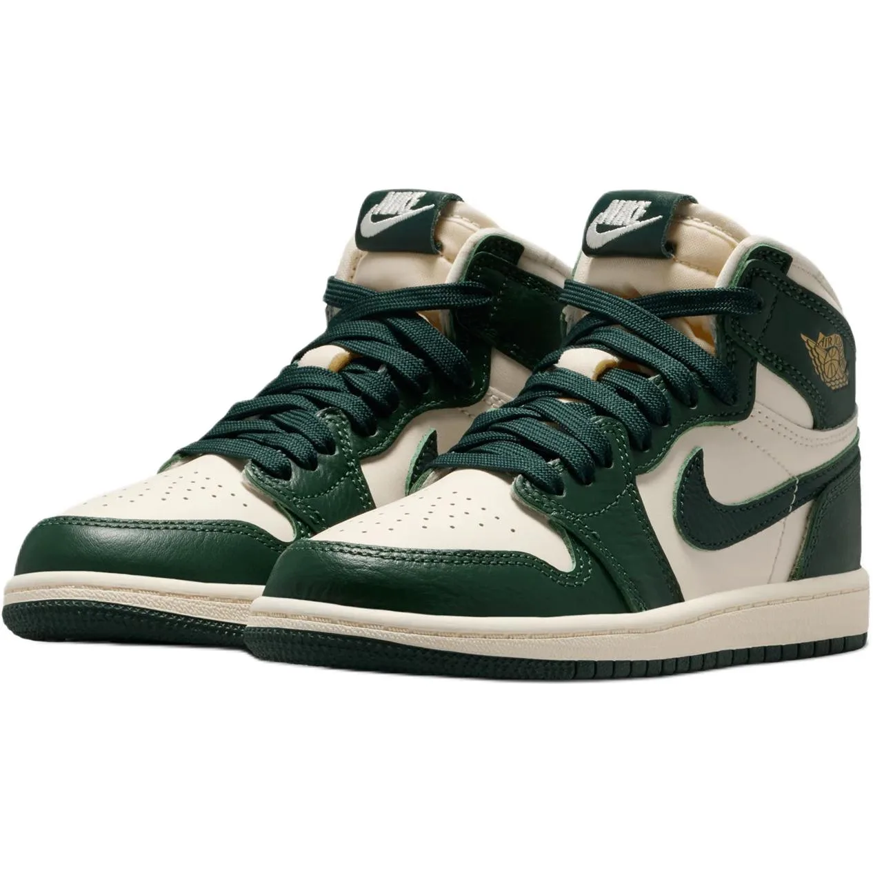 Jordan Кроссовки детские баскетбольные Air 1 High Top бело-зеленые для детей 3-7 лет — фото 4