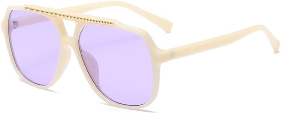 

Модные ретро-солнцезащитные очки 2027 года с двойным оправом, минималистичные солнцезащитные очки Ocean Film, большая оправа, универсальные очки для женщин MTZJH, White Purple