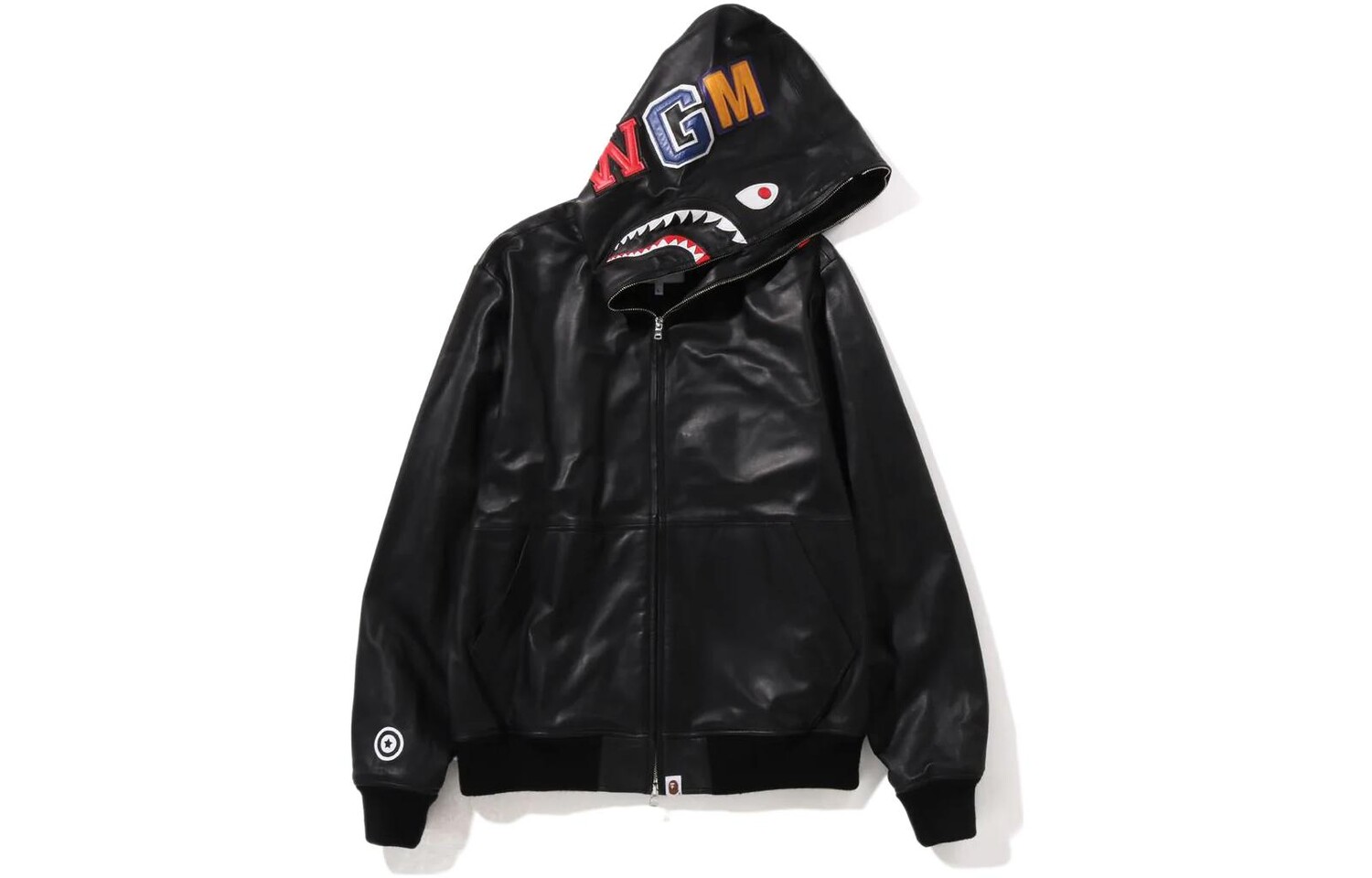 

Куртка BAPE Leather Shark на молнии A Bathing Ape, коричневый