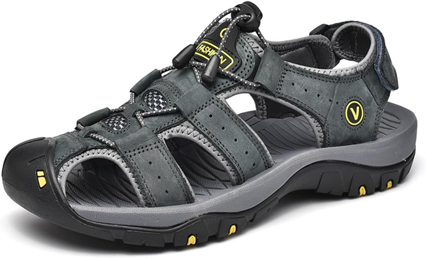 

Мужские сандалии с закрытым носком для походов, легкие в носке, рыбацкие сандалии, дышащие, быстро сохнущие, летние сандалии для мужчин Generic, серый