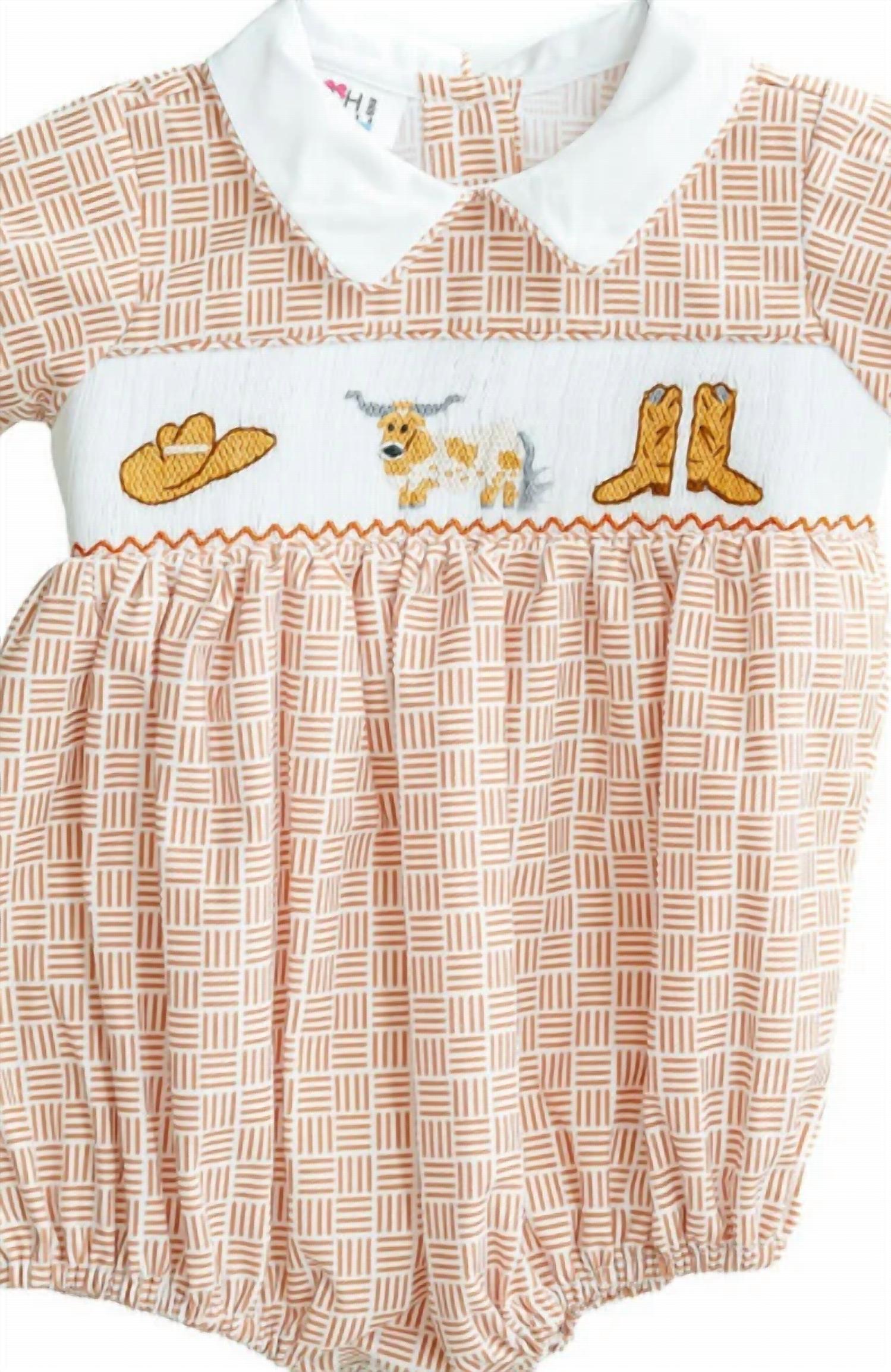 Комбинезон Girl's Welcome To Austin Henry Smocked Bubble In оранжевый Ruth And Ralph, оранжевый — фото 2