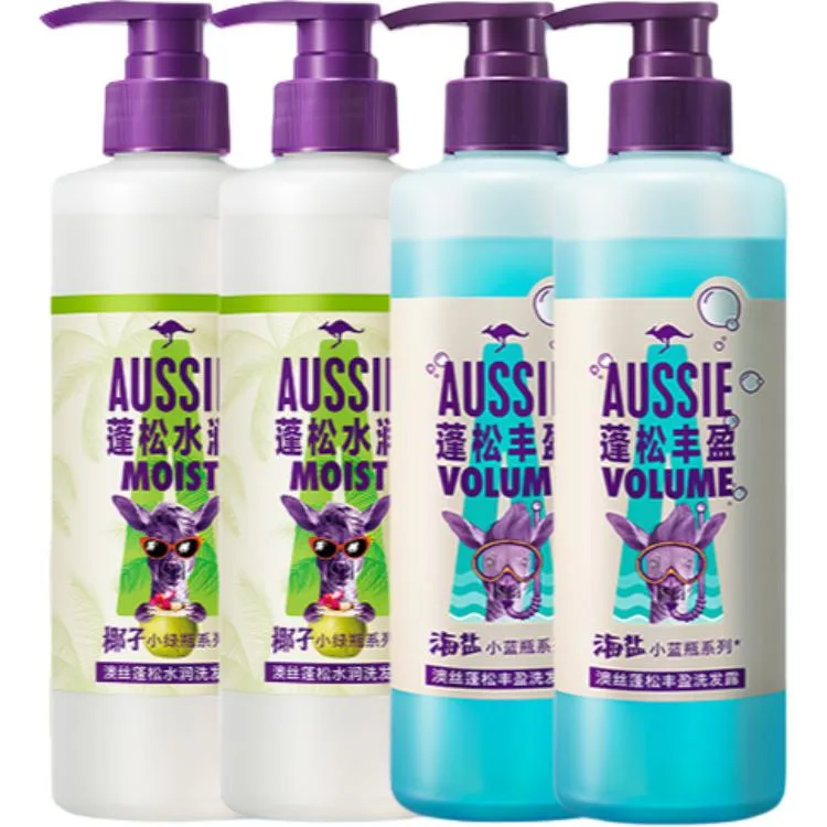 AUSSIE Шампунь Kangaroo Puff увлажняющий, контролирующий жирность с кокосом, очищающий, 530 мл*2, Four-Piece Set