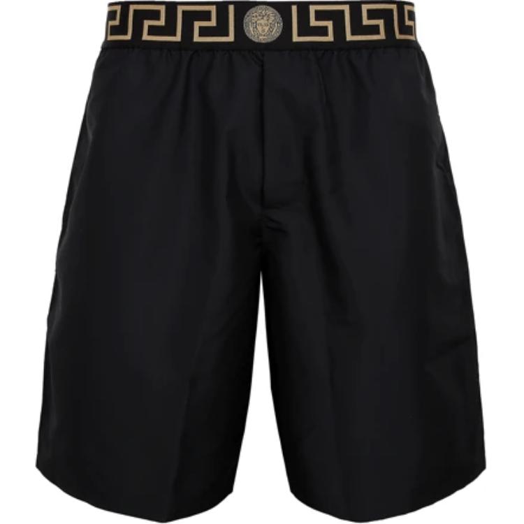 

Шорты для плавания с принтом greca и поясом VERSACE, черный