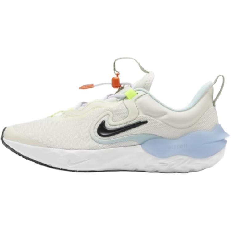 Беговые кроссовки Nike для детей с противоскользящей амортизацией, отскоком и воздухопроницаемостью низкие Sail White/Black/White/Glacier Blue/Neon Yellow/Horizon Green — фото 2