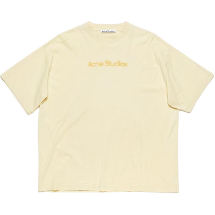 Футболка Relaxed Fit с размытым логотипом Acne Studios, светло-желтый — фото 3