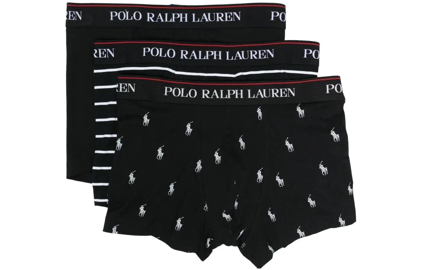 Трусы боксеры 3 шт. Polo Ralph Lauren черный+принт+полоска