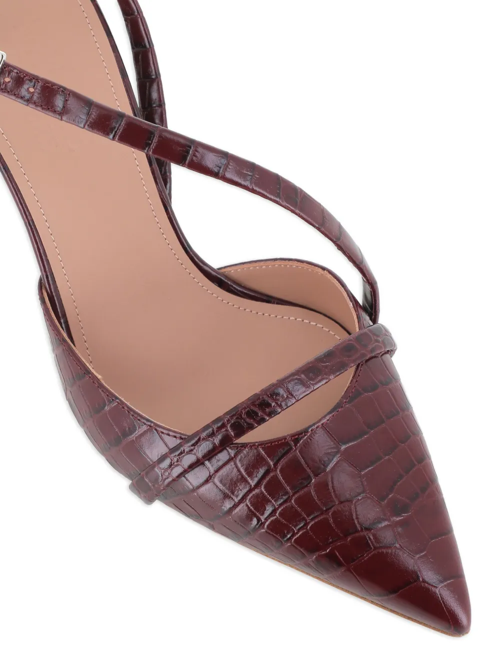 Туфли Valeria 70 с тиснением под кожу крокодила Malone Souliers, коричневый — фото 4