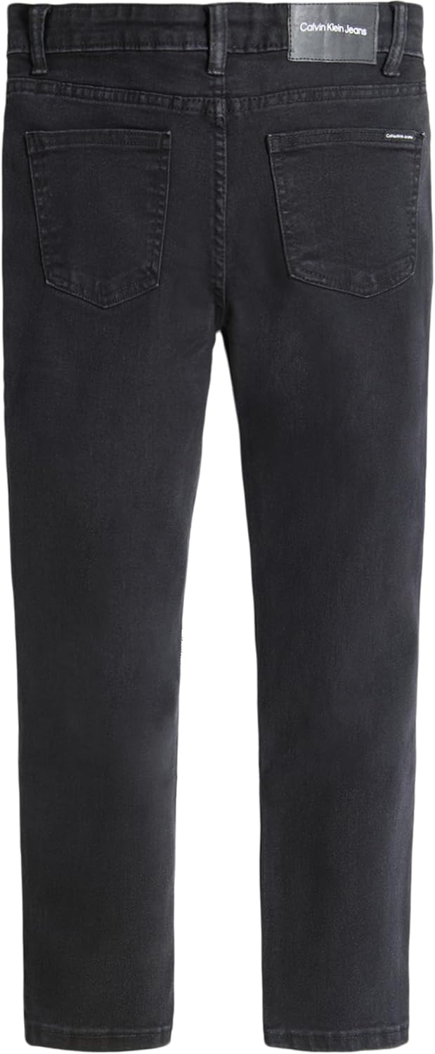 Джинсы Calvin Klein для мальчиков Slim Fit, прямые, эластичные, с пятью карманами, застежкой на молнию и пуговицы, Asphalt — фото 2