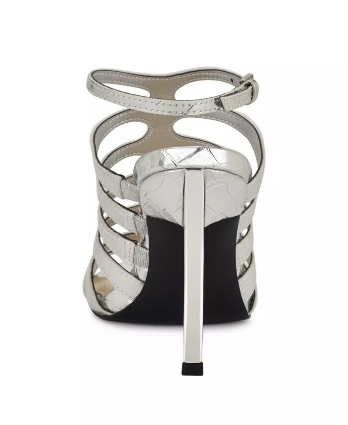 Женские классические босоножки Saleen с открытым носком на шпильке Nine West, серебряный — фото 3