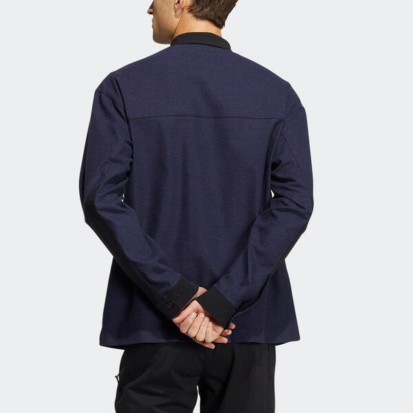 Рубашка Men's adidas Terrex Voyg Ls s Solid Color Chest Zipper Pocket Detail Long Sleeves Navy Blue Shirt, синий — фото 3