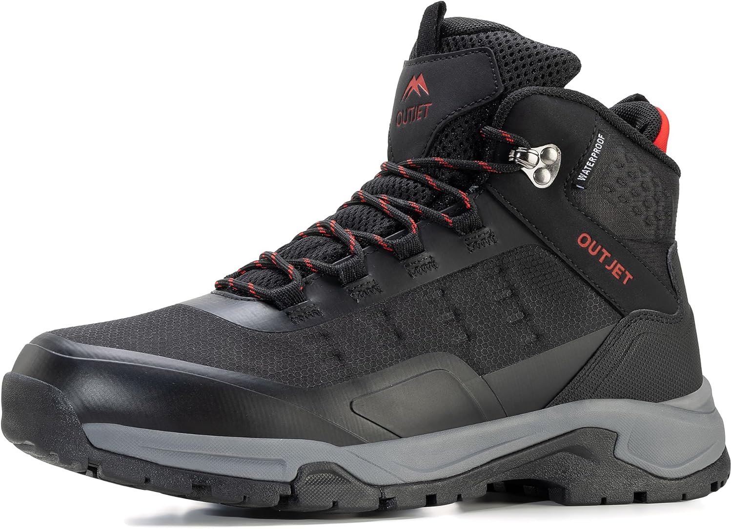 

Мужские водонепроницаемые походные ботинки, легкие, удобные, из кожи, средней высоты, для активного отдыха на природе Outjet, черный