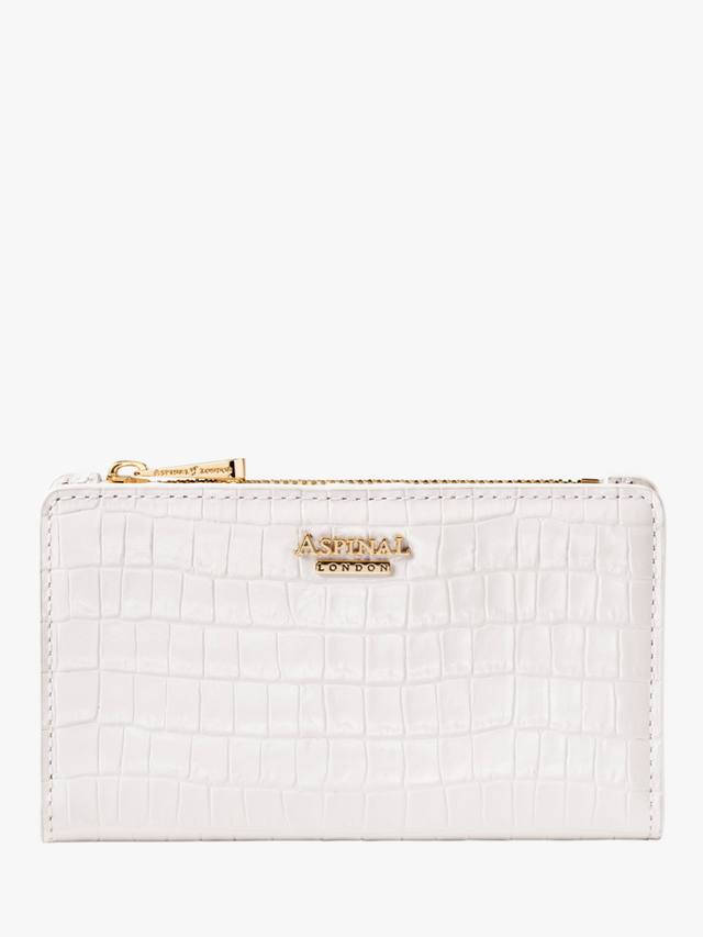 

Кошелёк для монет и карт Mayfair из искусственной кожи крокодила с лаковым покрытием Aspinal of London, Chalk White