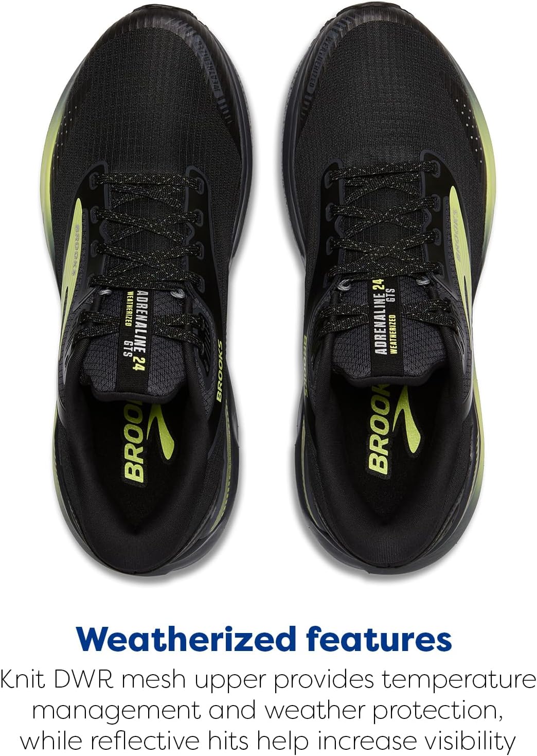 Мужские беговые кроссовки Brooks Adrenaline GTS 24 с поддержкой, черный/желтый — фото 4