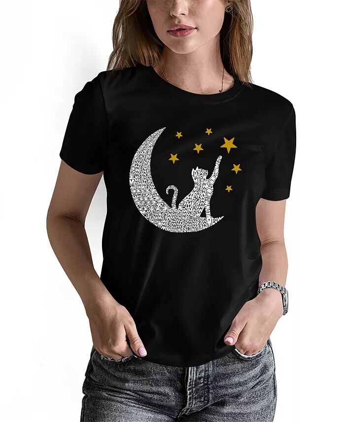 

Женская футболка с надписью «Cat Moon» La Pop Art, черный