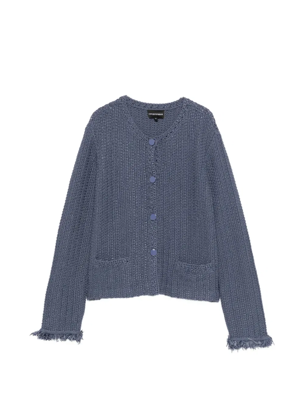 Кардиган с карманами и бахромой Emporio Armani, синий
