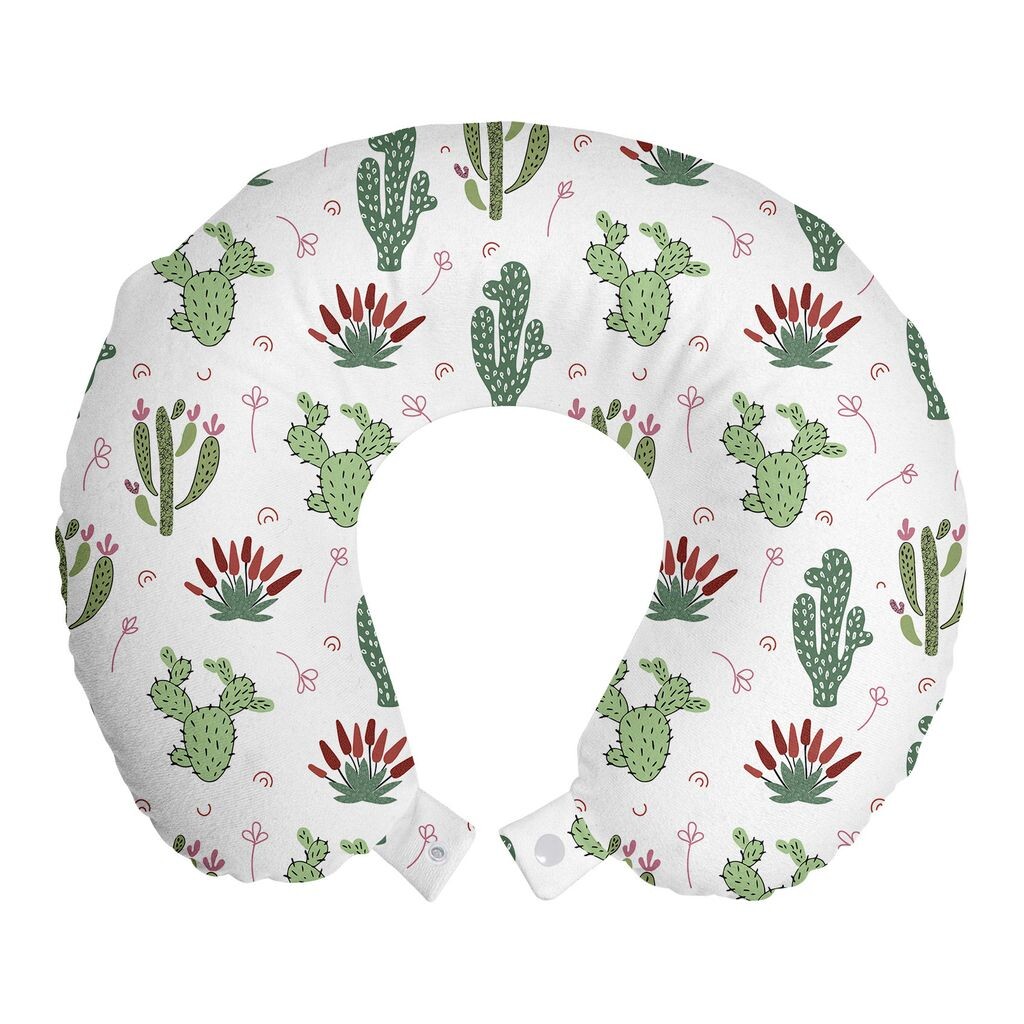 

ABAKUHAUS Дорожная подушка Cactus, поддержка шеи, колючие цветы пустынных растений, пенопластовые дорожные принадлежности для самолета и автомобиля, 30x30 см, ярко-зеленый нефрит