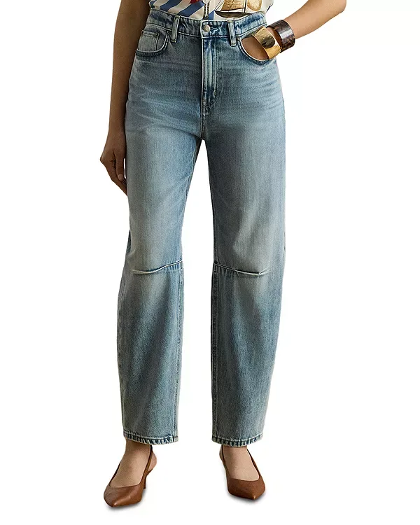 Синие джинсы с высокой посадкой и зауженными штанинами Ralph Lauren, Blue