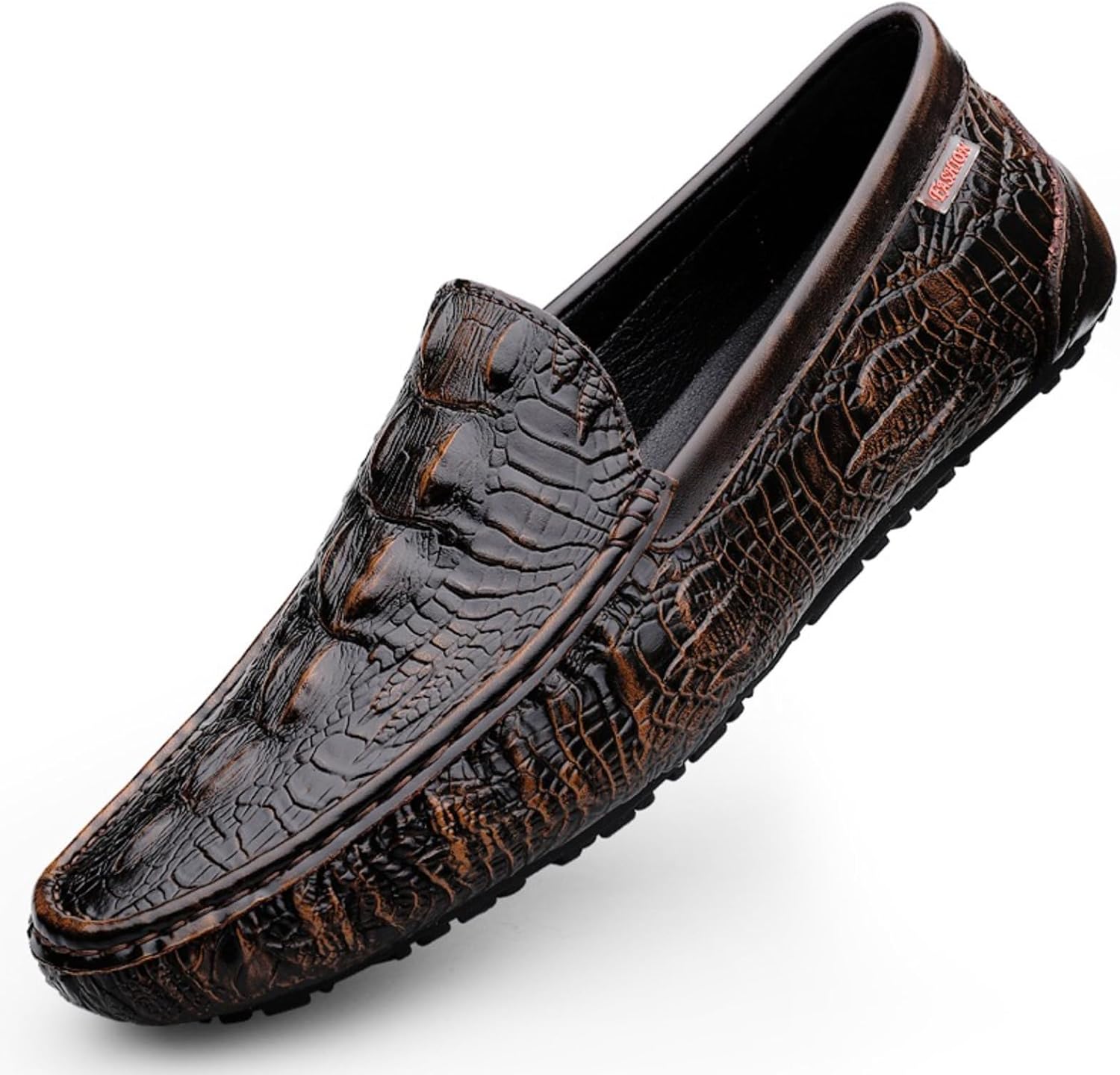 

Мужские слипоны Netehadi ручной работы из кожи с узором под крокодила, с металлической пряжкой, с нескользящей подошвой, с округлым носком, повседневные мокасины для прогулок, офиса, вождения, вечеринок и официальных мероприятий, Brown-2