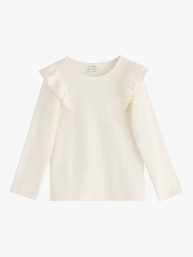 

Детская блузка с длинными рукавами и рюшами из хлопковой смеси Lindex, Light Dusty White