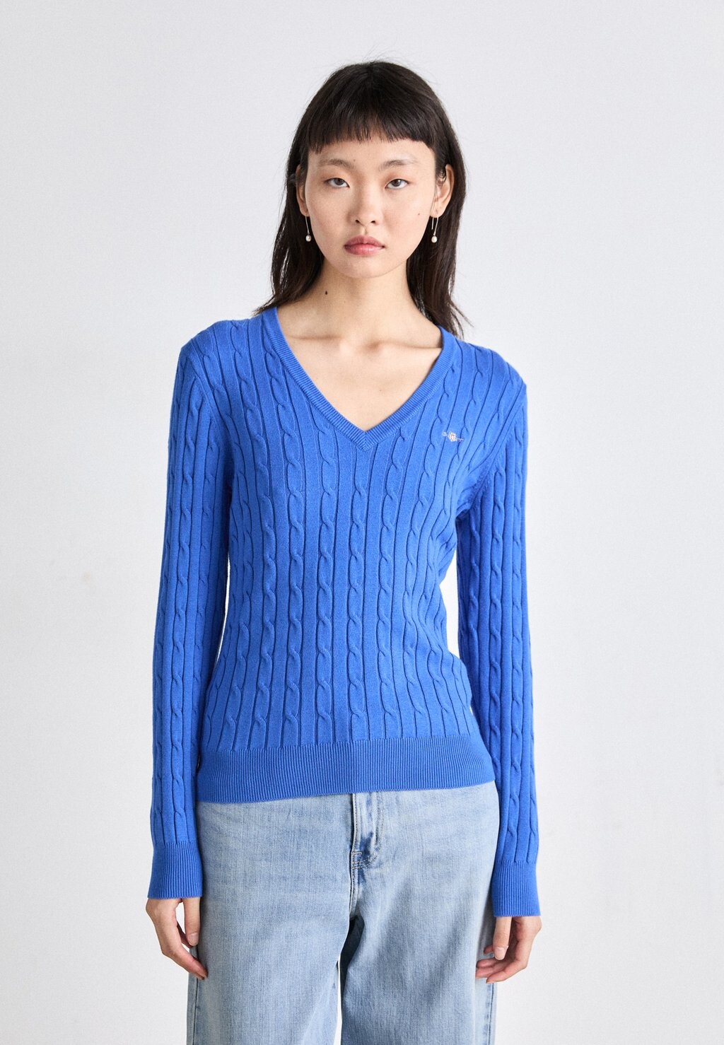 

Джемпер STRETCH CABLE V NECK GANT, синий