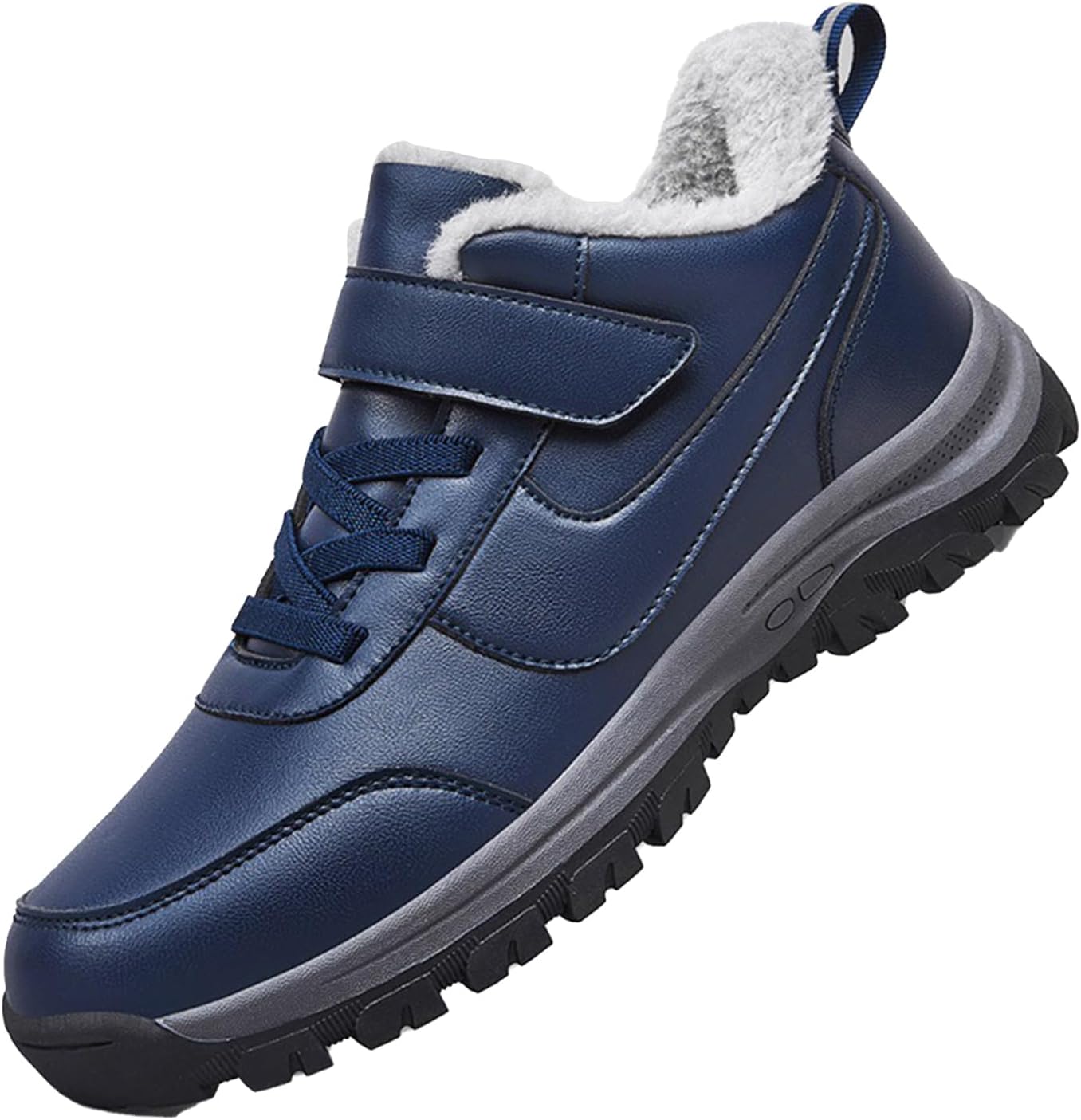 

Мужские теплые водонепроницаемые зимние ботинки NEJKG на платформе, с комфортной меховой подкладкой, противоскользящие, с застежкой-липучкой, зимние ботильоны для улицы, легкие лыжные кроссовки, синий