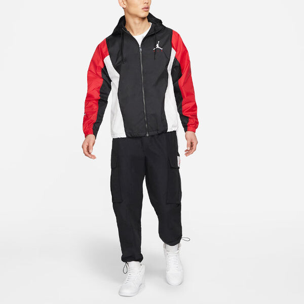 Куртка Men's Air Jordan Windproof Casual Sports Colorblock Hooded Training Logo Woven Jacket Autumn Black, мультиколор — фото 3