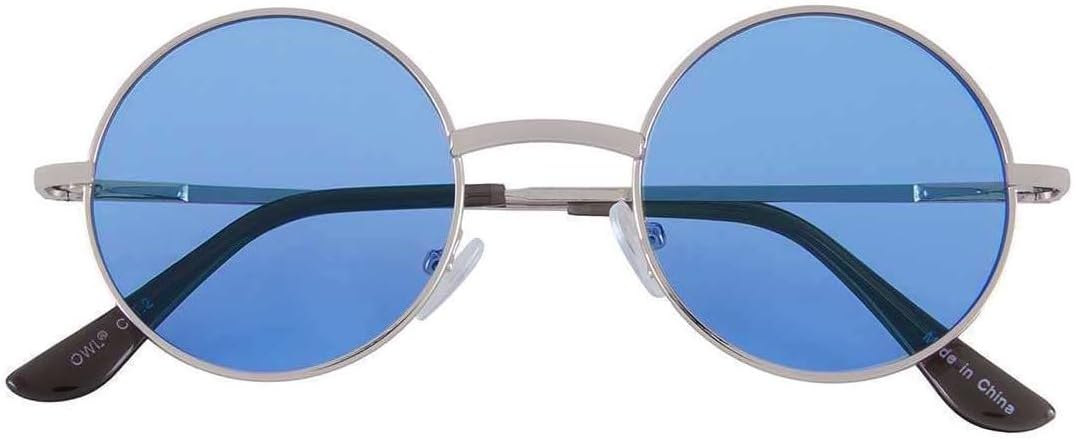 

Круглые солнцезащитные очки OWL в металлической оправе, в стиле хиппи, с защитой от УФ-излучения UV400, поликарбонатные линзы, очки Джона Леннона для мужчин и женщин, Blue Tinted Lens / Silver