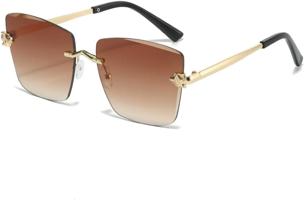 

Солнцезащитные очки для мужчин и женщин - защита UV400 - увеличенные градиентные линзы, металлические петли, подходят для занятий спортом на открытом воздухе и вождения DSVIGF, Golden Tea