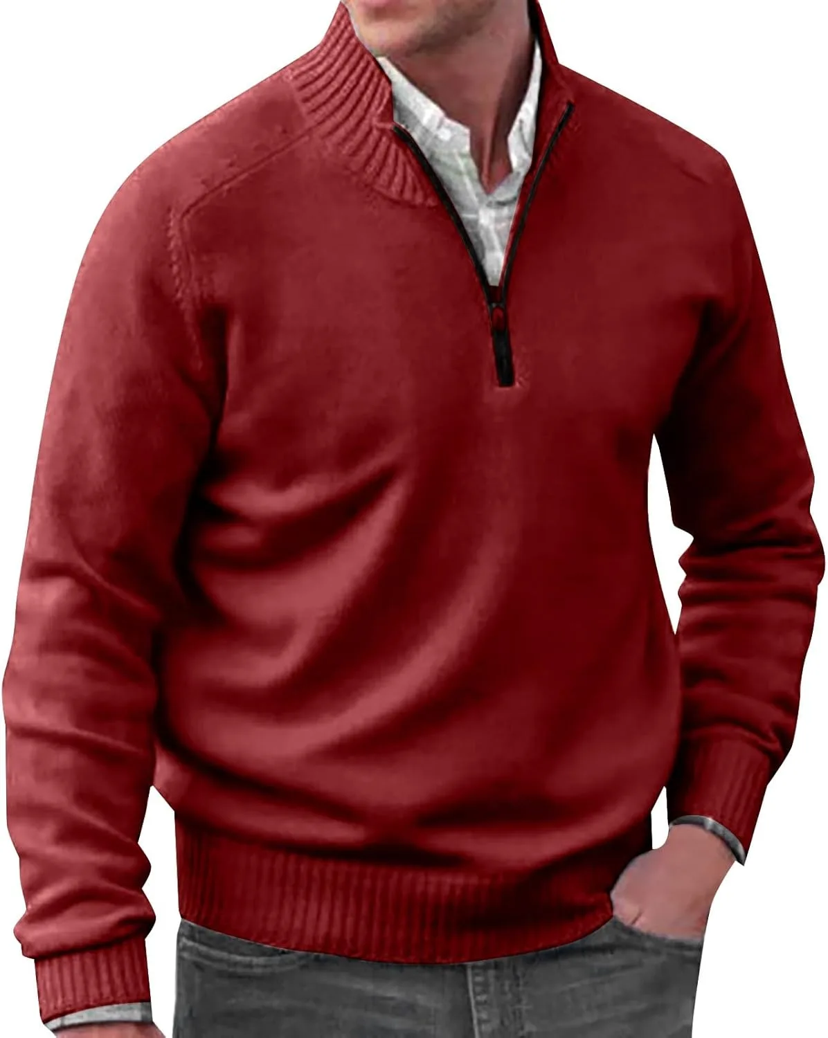 

Мужской свитер с четвертью молнии Chunky Thermal Mock Neck, Slim Fit