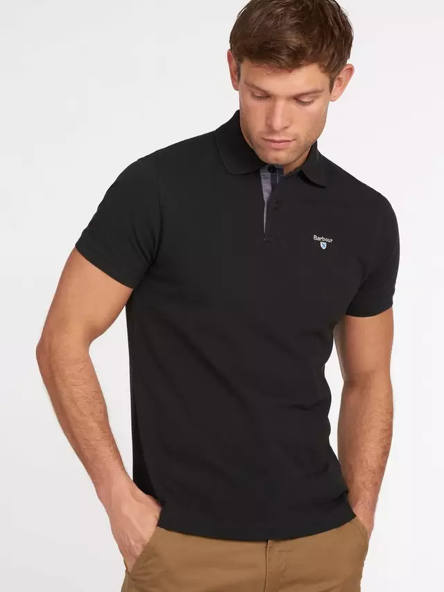 

Поло Barbour Tartan Placket Short Sleeve Pique Cotton, цвет black/modern