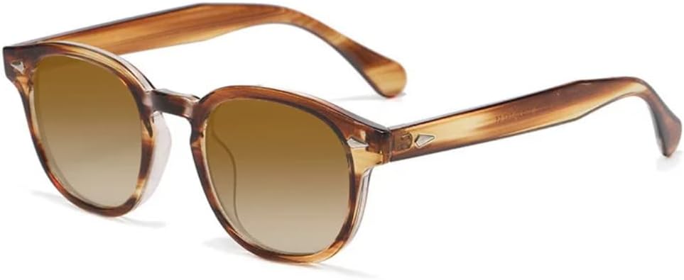 

Модные овальные солнцезащитные очки для женщин в стиле ретро с заклепками, защита от УФ-излучения UV400, трендовые мужские очки с прозрачными линзами Ocean UUPTTPL, Stripe Tea