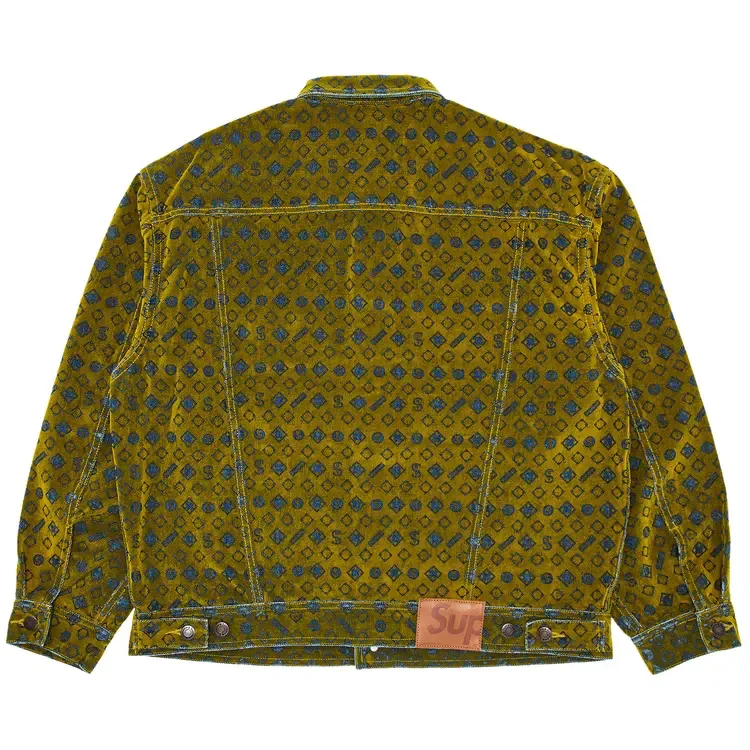 Куртка-тракер Supreme Flocked Denim Trucker Jacket 'Mustard', желтый — фото 2