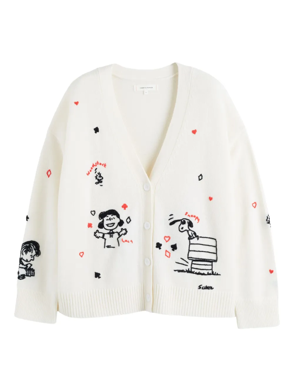 

Кардиган с V-образным вырезом из коллаборации с Peanuts Chinti & Parker, нейтральный