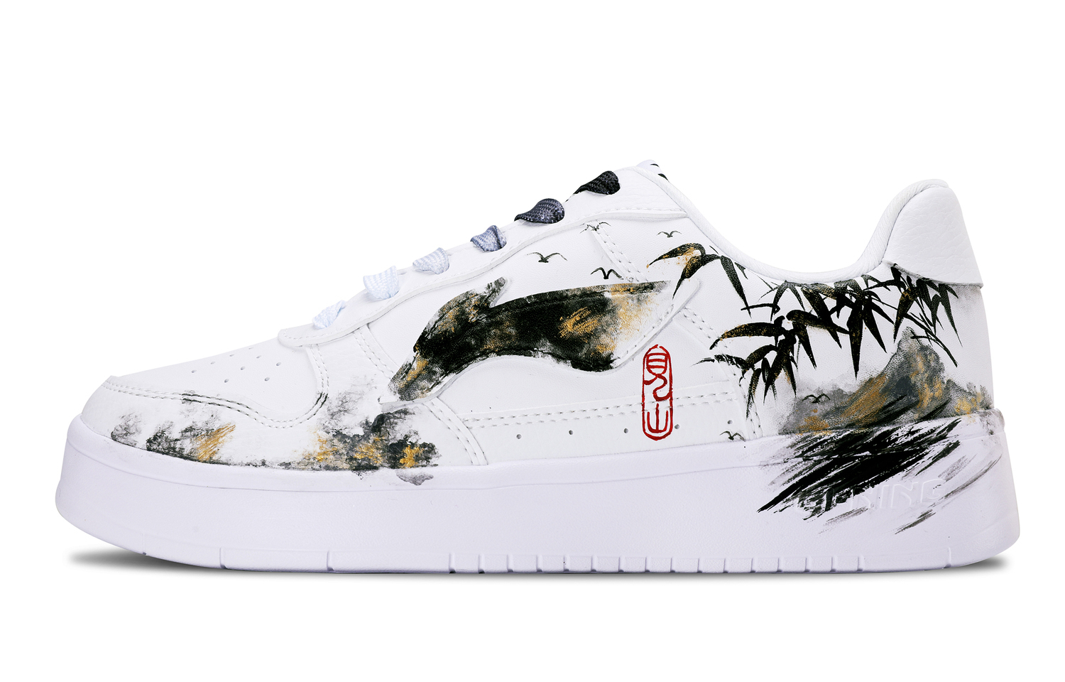 

Мужские плавучие скейтбордистские кроссовки Li Ning с низким верхом, устойчивые к истиранию, с возможностью увеличения высоты., черный золото