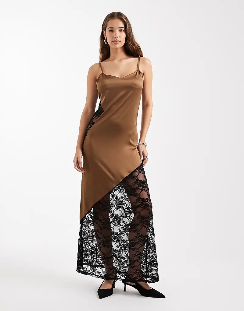 

Платье макси из атласа Miss Selfridge с кружевными деталями