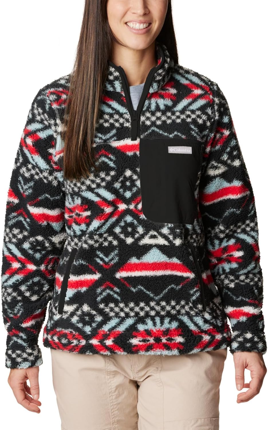 

Женский свитер Columbia West Bend с застежкой-молнией 1/4, Red Lily Checkered Peaks/Chalk