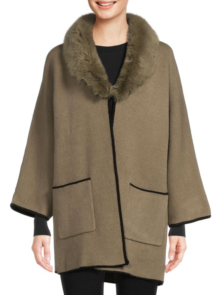

Куртка с воротником из искусственного меха Saks Fifth Avenue, цвет Olive Combo